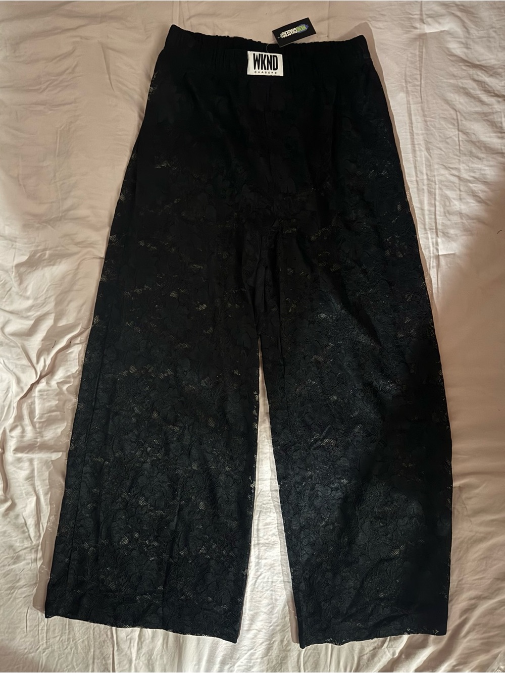 WKND Chasers NWT Stardust Black Lace Wide-Leg Pants size L